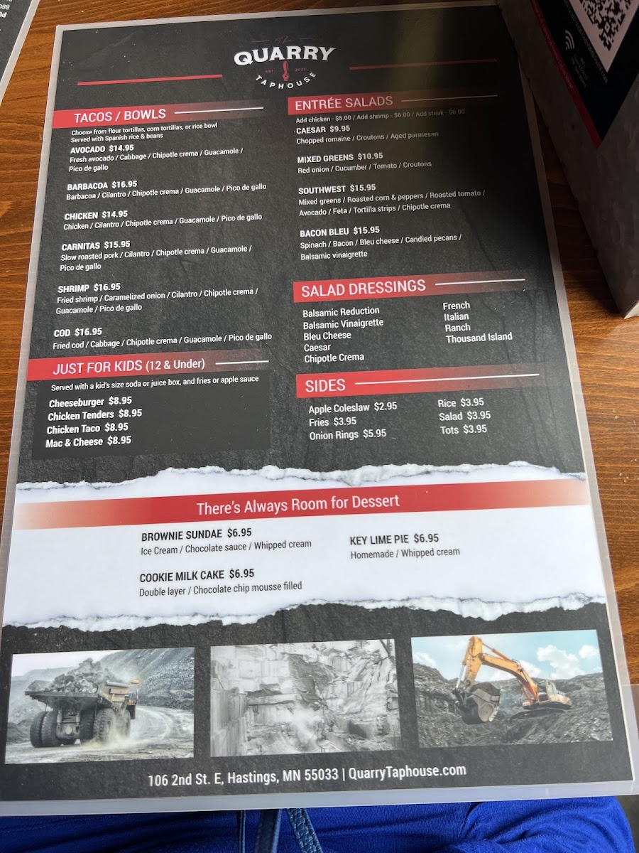 Menu - The Quarry Taphouse & Rock Range photo 10