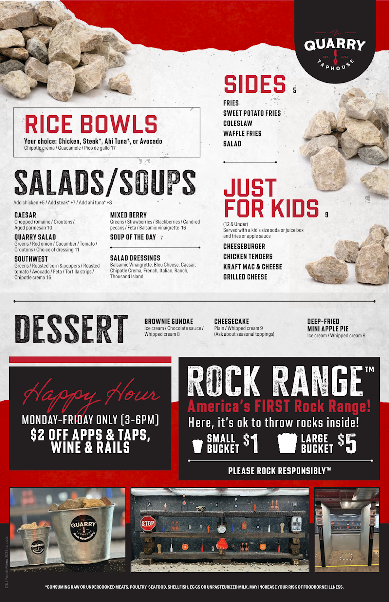 Menu - The Quarry Taphouse & Rock Range photo 2